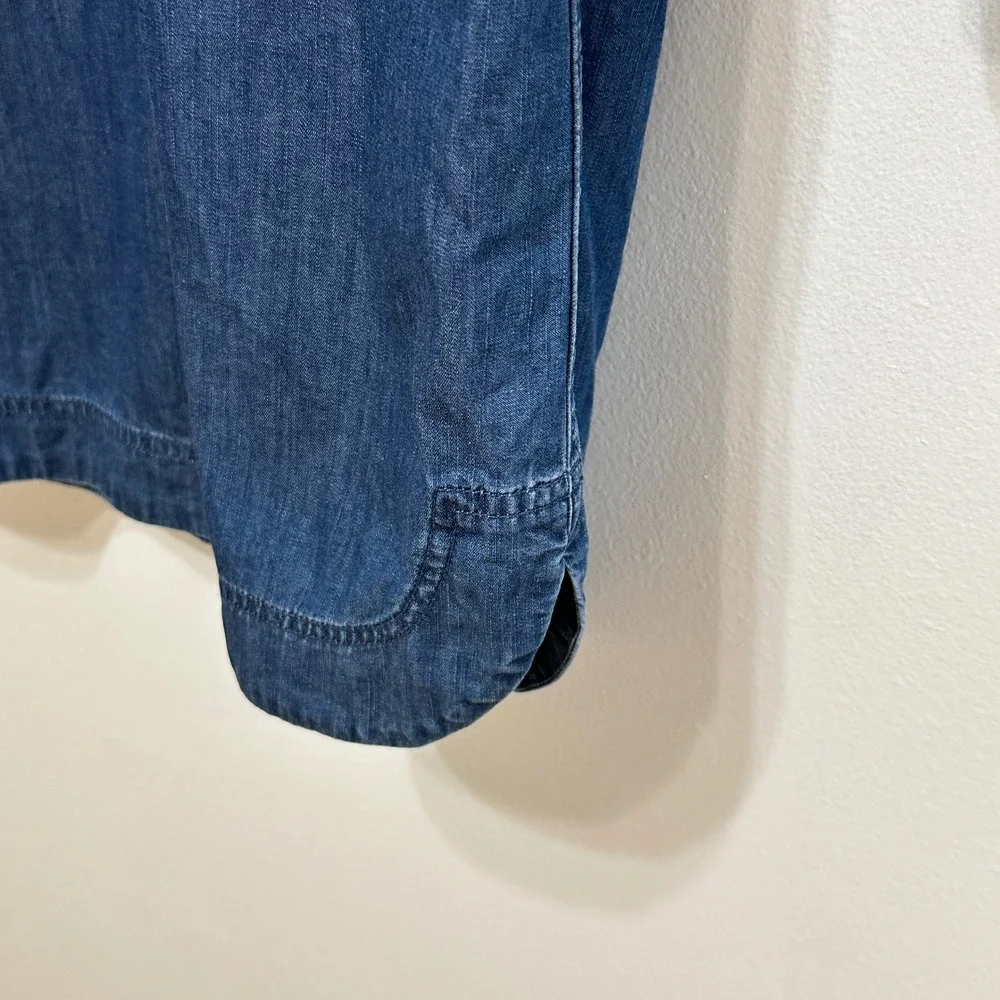J. Crew Chambray Denim Popover Shirt Dress Womens XS Blue Long Sleeve Cotton